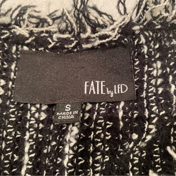 Fate By LFD Boho Fringe Black/White Open Cardigan, Size S - Picture 4 of 12